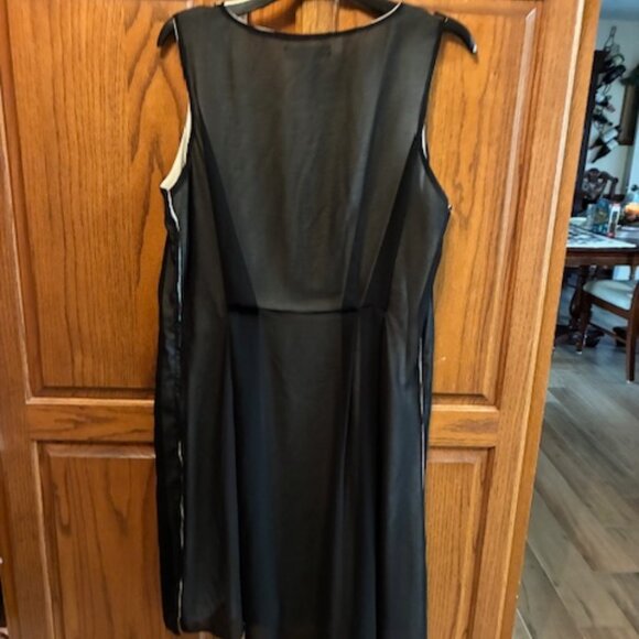 Women's Elena Wang Black sheer on White sheer dress Size M - Picture 2 of 5